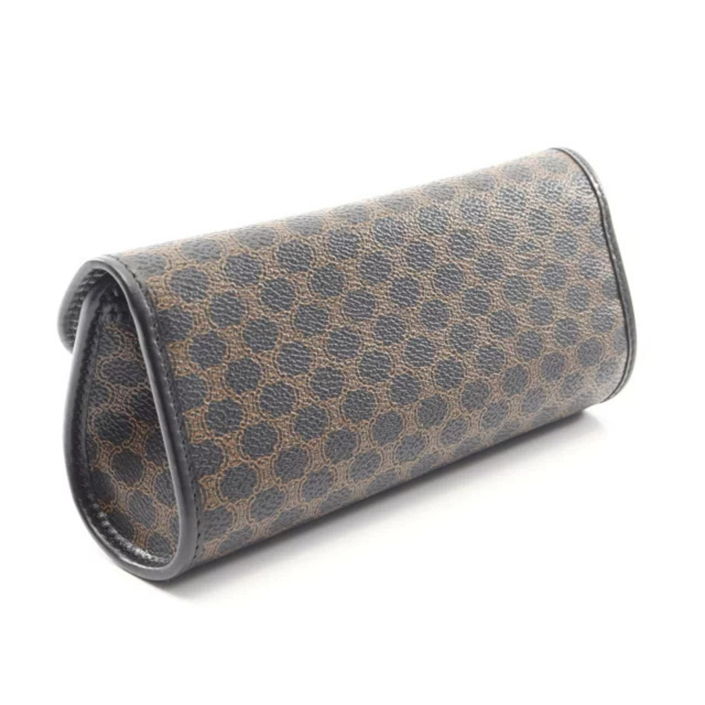 Celine Clutch Leather Bag Brown Black Macadam Pouch Brown Black